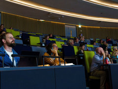 Students watching a lecture.