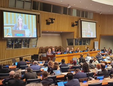 People sat at international united nations conference.