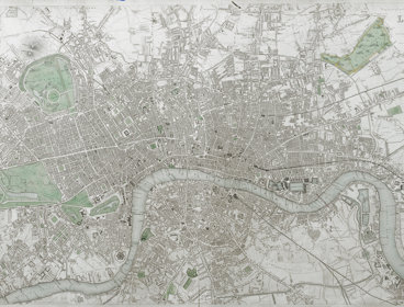 A old map of London showing the River Thames