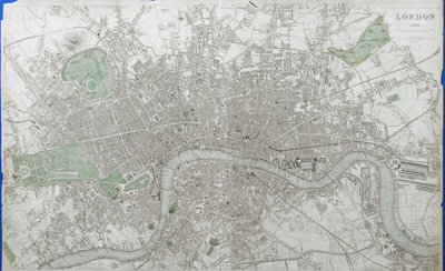 A old map of London showing the River Thames