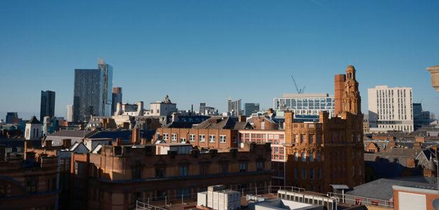 Manchester skyline with historic buildings in view