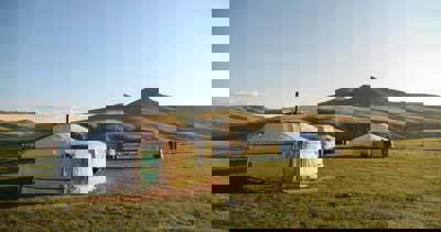 Sunrise over yurts in Mongolia