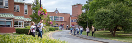 Red brick buildings on university campus