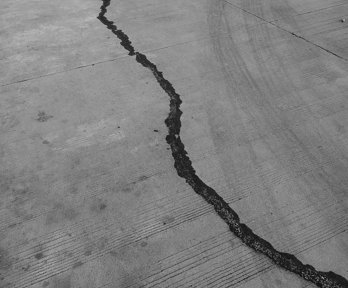 A fault line in a grey road