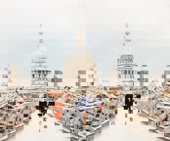 A view down a bridge to St Paul's Cathedral in London