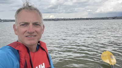 Matthew kayacking on the Thames