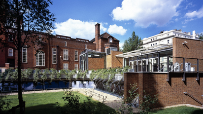 Society garden and building photographed from outside