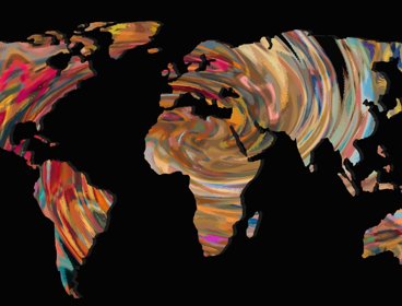 Colourful distorted map view.