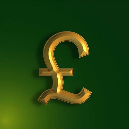 Gold Pound Sign On Green Background