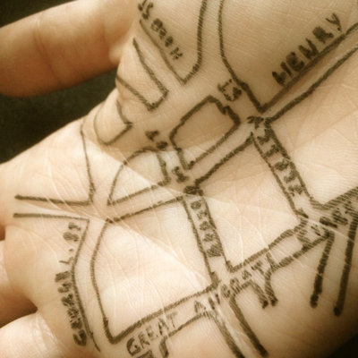 Street map drawn onto skin, Hand Drawn Histories