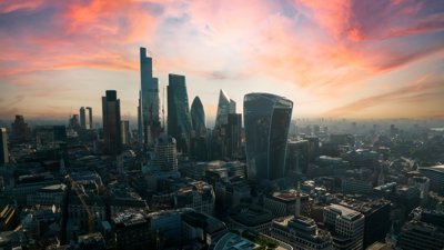 London cityscape at sunset