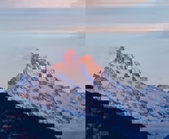 The swiss alps at sunset on a beautiful evening in winter.