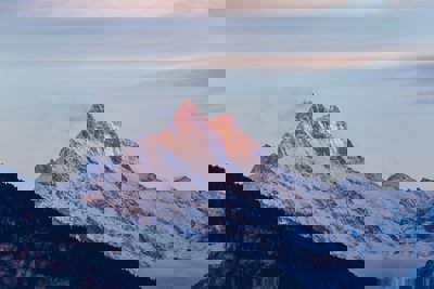 The swiss alps at sunset on a beautiful evening in winter.