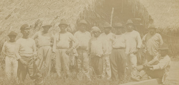 An early photographic image showing a group of men