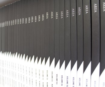 Shelf stacked with copies of the Royal Geographical Society's Area journal