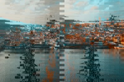 Charles bridge in Prague, crossing the Vltava river