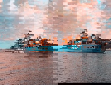 A cargo ship carrying containers