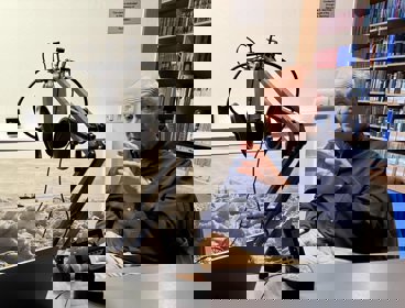 Man In Blue Shirt With Microphone